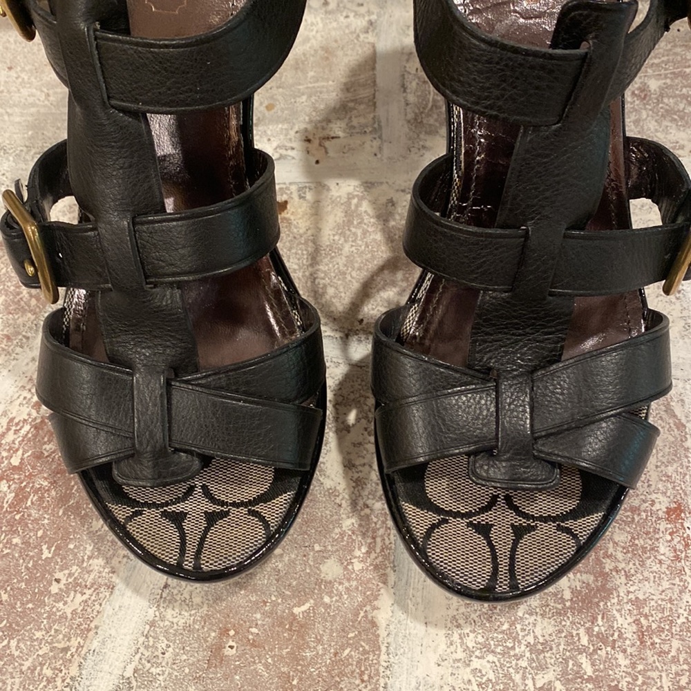 NWT.  Coach 3.5” heels. Jamie Textured Calf. Leather and Patent Platform - Picture 3 of 11